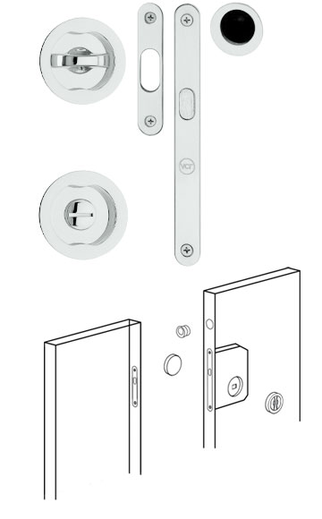 Sliding Door Locks Polished Chrome